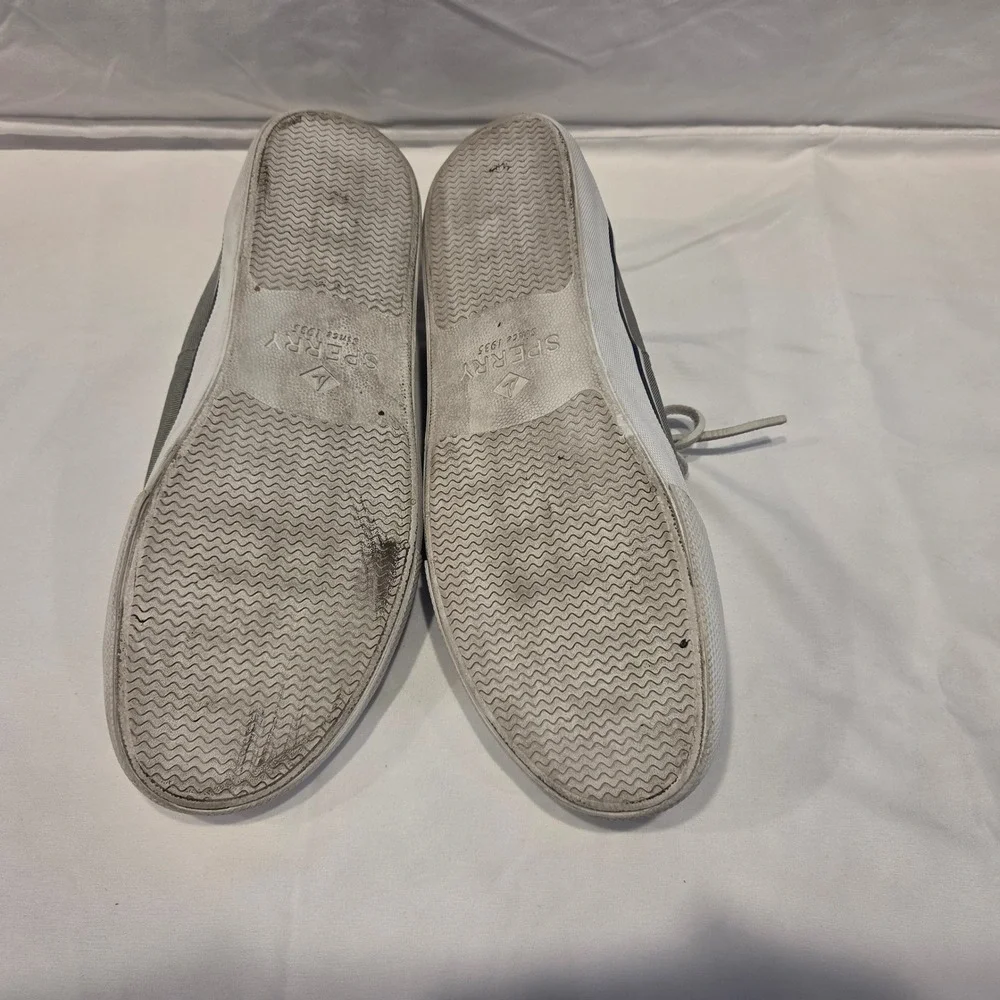 Sperry Top-Sider Mens Grey Navy Canvas Boat Shoes STS22018 Size 11